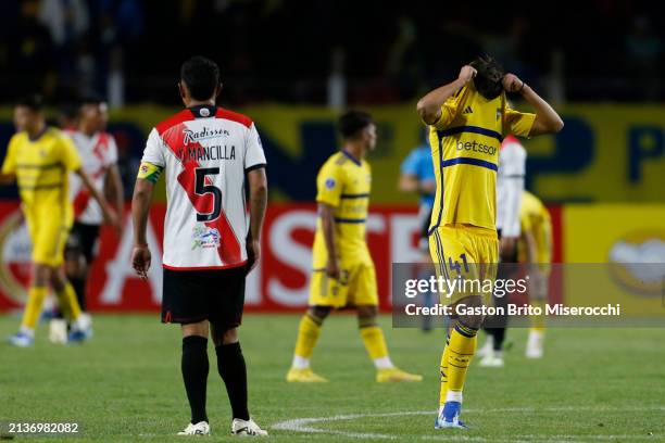 Iker Zufiaurre of Boca Juniors reacts after the Copa CONMEBOL Sudamericana 2024 group D match between Nacional Potosi and Boca Juniors at Estadio...