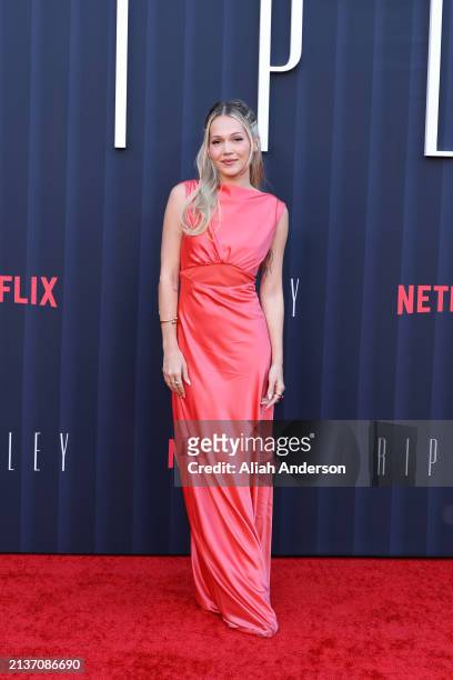 Kelli Berglund attends the Los Angeles premiere of Netflix's "Ripley" at The Egyptian Theatre Hollywood on April 03, 2024 in Los Angeles, California.