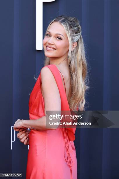 Kelli Berglund attends the Los Angeles premiere of Netflix's "Ripley" at The Egyptian Theatre Hollywood on April 03, 2024 in Los Angeles, California.