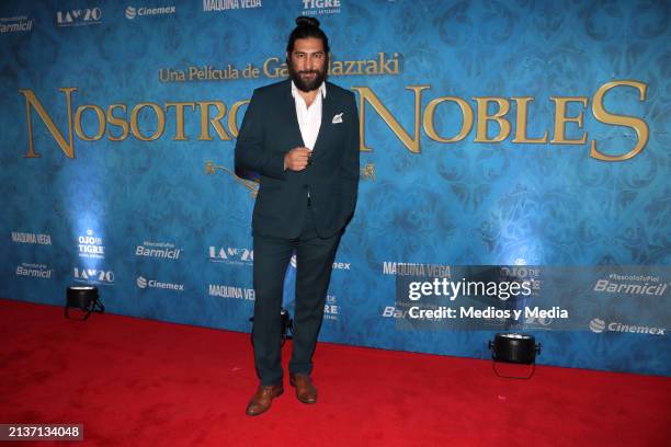 Ianis Guerrero poses during a red carpet event of the movie 'Nosotros Los Nobles' on April 3, 2024 in Mexico City, Mexico.