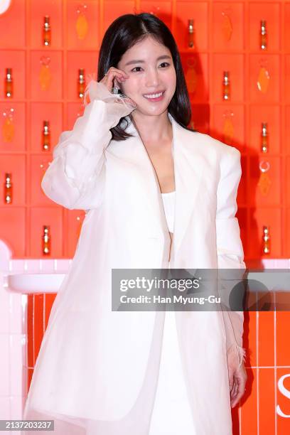 South Korean actress Ki Eun-Se is seen at the AMORE PACIFIC 'Sulwhasoo' Ginseng Heritage pop-up store opening at Shinsegae Department Store on April...