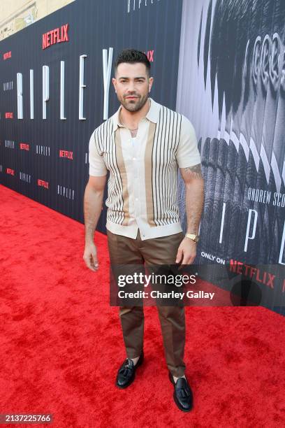 Jesse Metcalfe attends the world premiere of Netflix's "Ripley" at The Egyptian Theatre Hollywood on April 03, 2024 in Los Angeles, California.