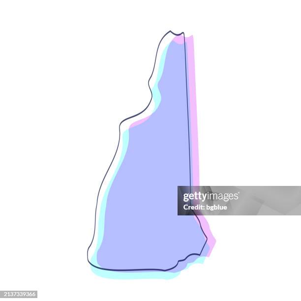 new hampshire map hand drawn - purple with black outline - trendy design - concord new hampshire stock illustrations