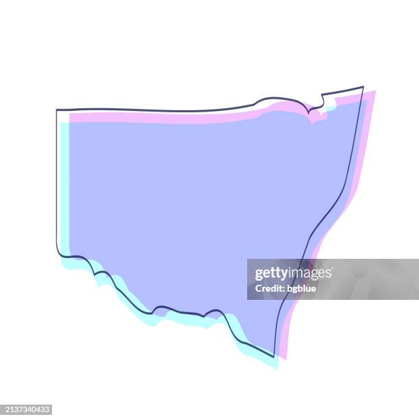 new south wales map hand drawn - purple with black outline - trendy design - new south wales stock illustrations