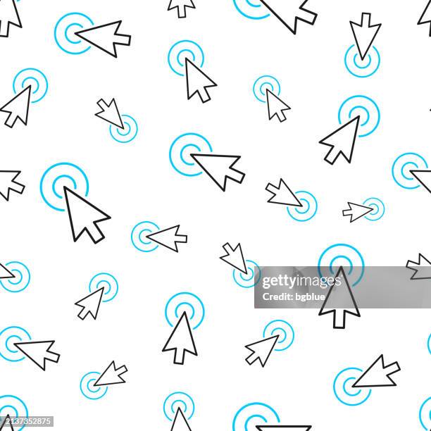 cursor. seamless pattern. line icons on white background - multimedia background stock illustrations