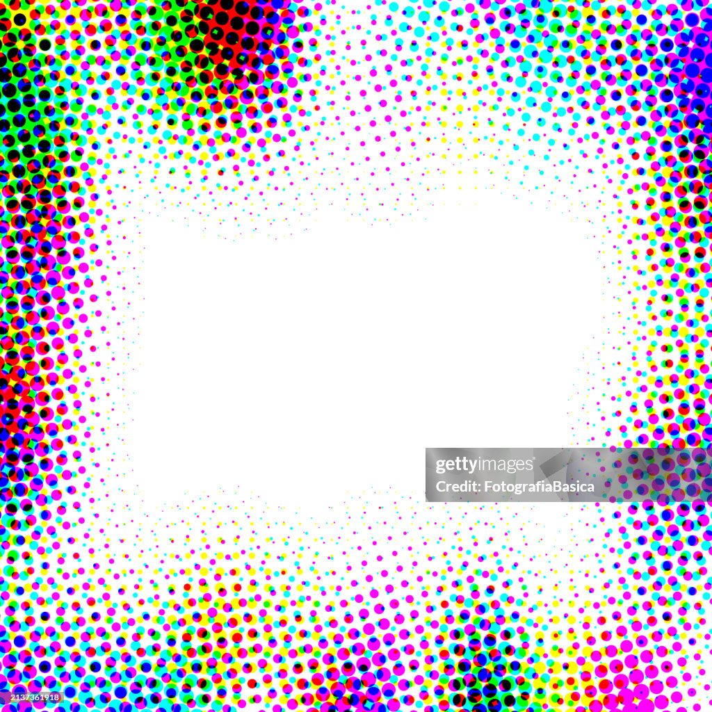 Vector Muti Color Work Multi Colored Half Tone Pattern Frame High-Res Vector Graphic - Getty ...