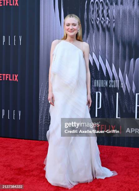 Dakota Fanning attends the Los Angeles Premiere of Netflix's "Ripley" at The Egyptian Theatre Hollywood on April 03, 2024 in Los Angeles, California.