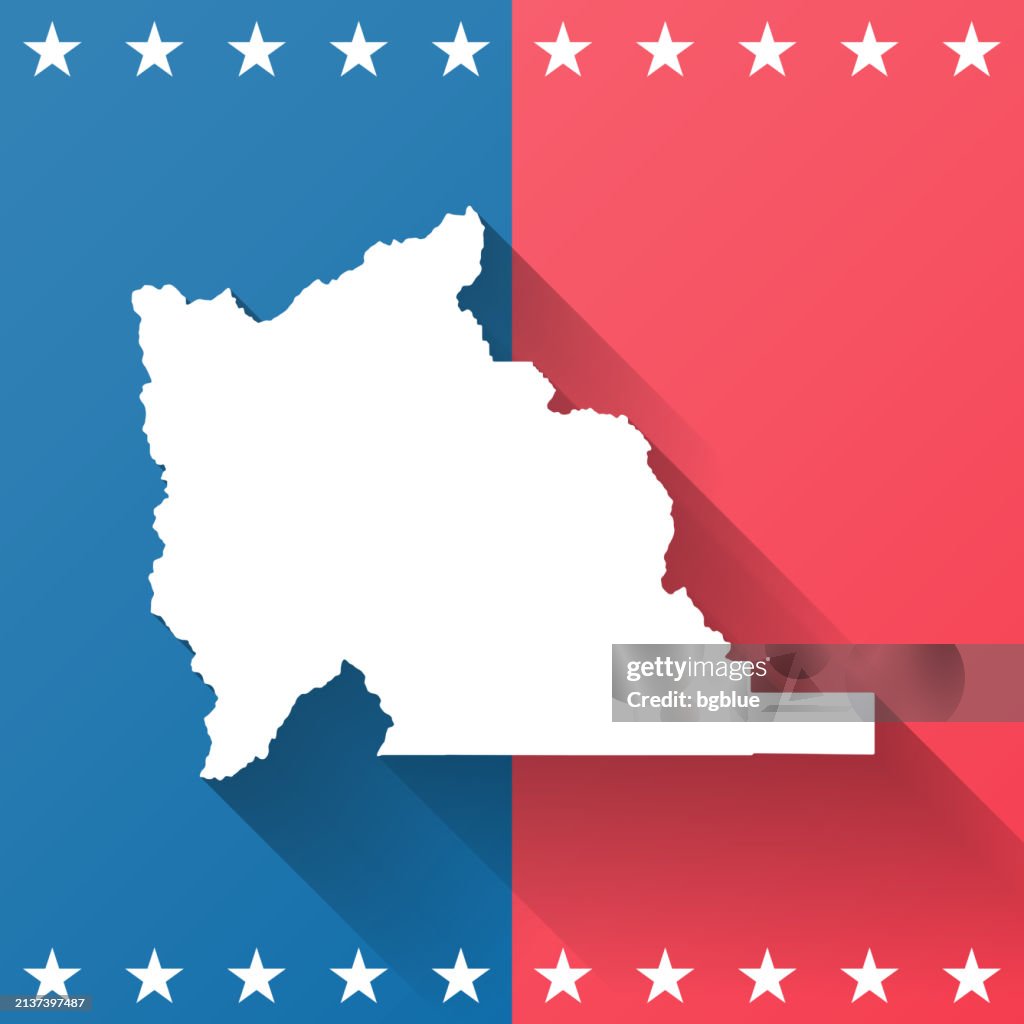 Utah County, Utah. Map on blue and red background