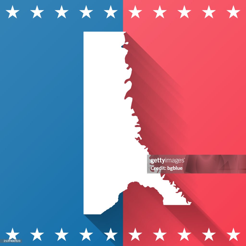 Caddo Parish, Louisiana. Map on blue and red background
