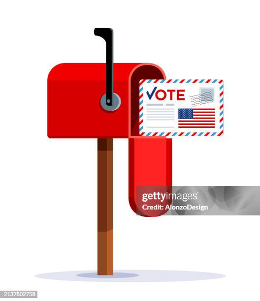 stockillustraties, clipart, cartoons en iconen met mail-in voting mailer - brievenbus gefabriceerd object