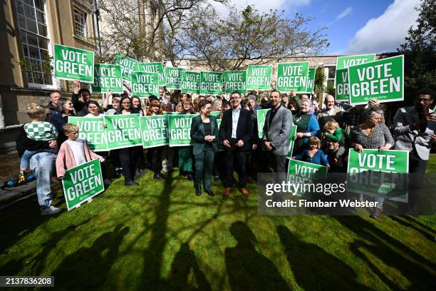 Green Party co-leaders, Carla Denyer and Adrian Ramsay at the local election campaign launch, on April 04, 2024 in Bristol, England. The co-leaders...