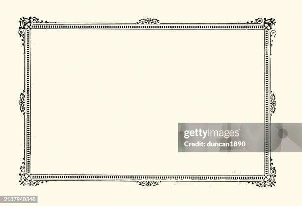 vintage illustration, art nouveau border, frame, design element, 1890s 19th century - decorative art stock illustrations