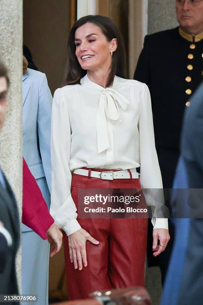 Queen Letizia of Spain attends the National Sports Awards 2022 at El Pardo Palace on April 04, 2024 in Madrid, Spain.