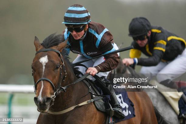 Hollie Doyle riding Desfondado win The Download The Racecourse App Raceday Ready Handicap at Lingfield Park Racecourse on April 04, 2024 in...