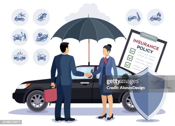auto insurance. ensuring car safety, offering comprehensive assistance, and providing reliable protection. - security cartoon stock illustrations
