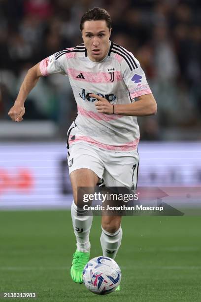 Federico Chiesa of Juventus during the Coppa Italia Semi Final match between Juventus FC and SS Lazio at Allianz Stadium on April 02, 2024 in Turin,...