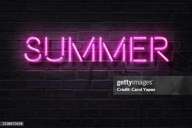 summer text in pink neon lights - beach stock illustrations stock pictures, royalty-free photos & images