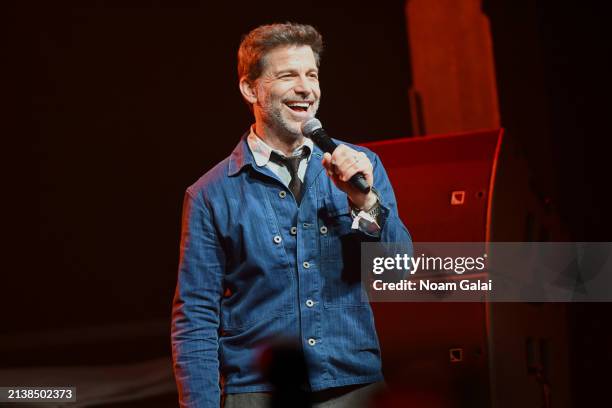 Zack Snyder speaks onstage during Netflix's Rebel Moon Part Two: Songs Of The Rebellion Album Release Event at Knockdown Center on April 03, 2024 in...