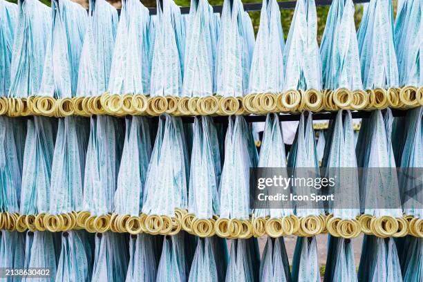 Medals of the marathon during the Marathon of Paris on April 7, 2024 in Paris, France.