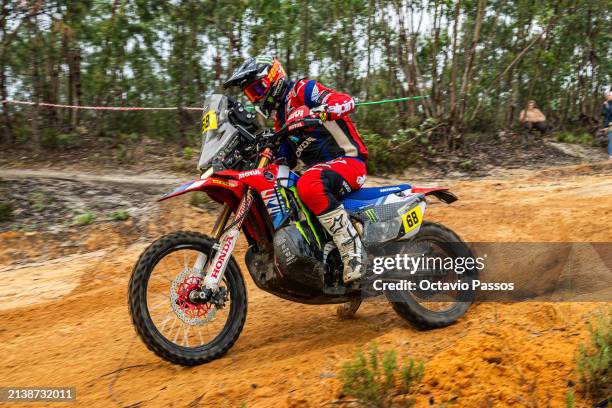 Tosha Schareina of Spain competes on their Honda CRF 450 Rally during the SS6 on day five of the FIA/FIM Rally Raid Portugal 2024 event of the World...