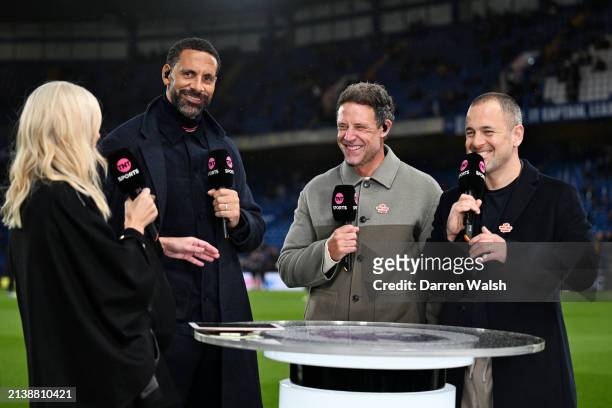 Lynsey Hipgrave speaks with Former Manchester United player Rio Ferdinand and former Chelsea players Wayne Bridge and Joe Cole as present on TNT...