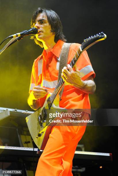 Brian Bell of Weezer performs at Sleep Train Amphitheatre on September 12, 2009 in Wheatland, California.