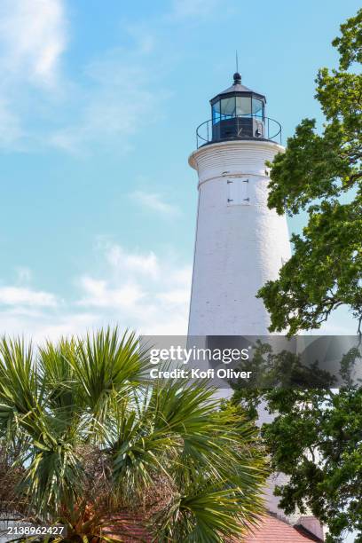 st. marks lighthouse in st. marks florida - st marks wildlife refuge stock pictures, royalty-free photos & images