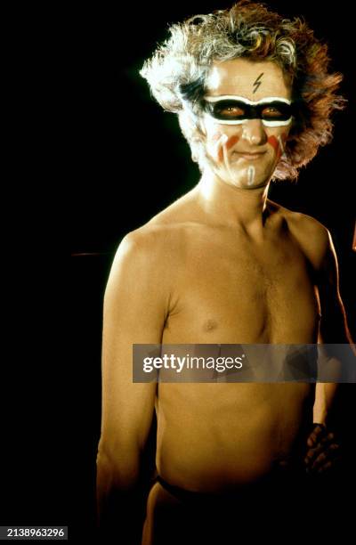 English singer Roger Hodgson, of the British rock band Supertramp, poses wearing make-up and a lightning bolt on his forehead in Los Angeles,...