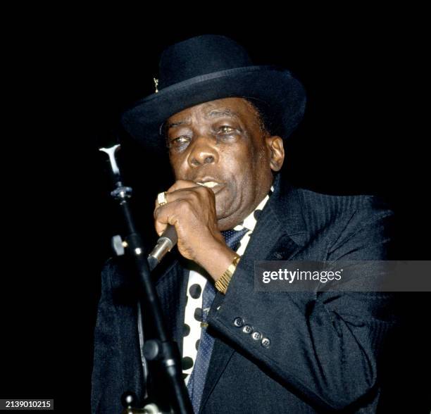 American blues singer John Lee Hooker sings on stage during a concert in Los Angeles, California, circa 1990.