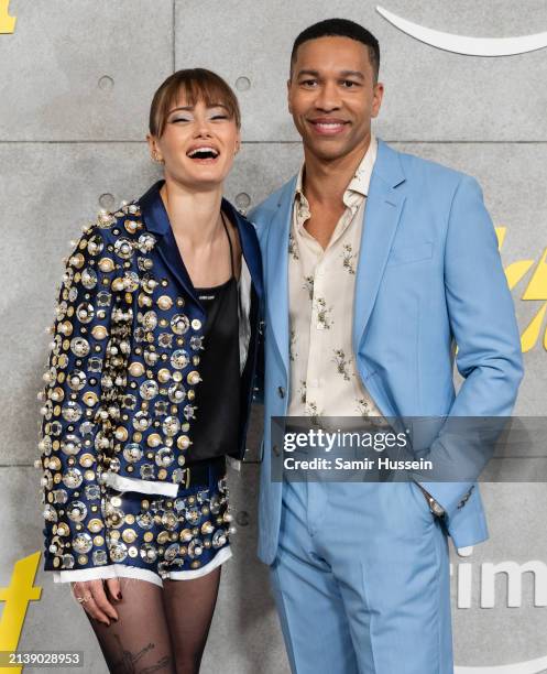 Ella Purnell and Aaron Moten attend the UK special screening of "Fallout" at Television Centre on April 04, 2024 in London, England.