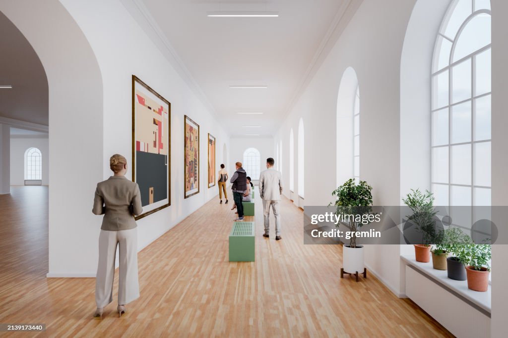 People in art gallery