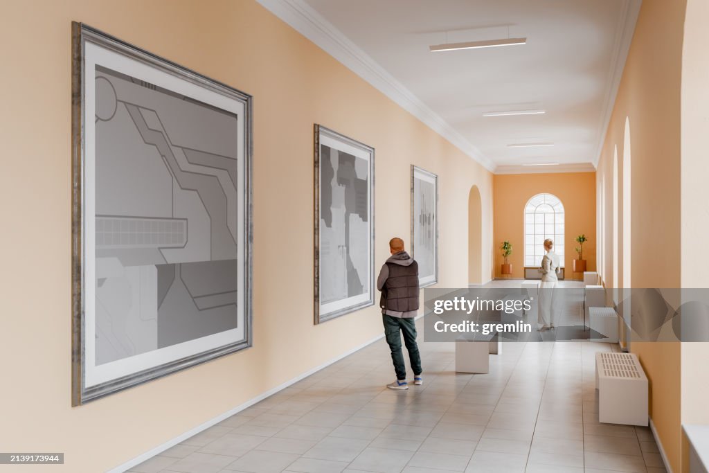 People in art gallery