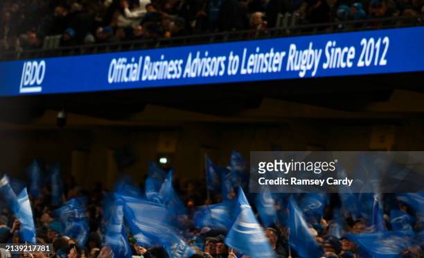 Dublin , Ireland - 6 April 2024; Leinster supporters during the Investec Champions Cup Round of 16 match between Leinster and Leicester Tigers at the...