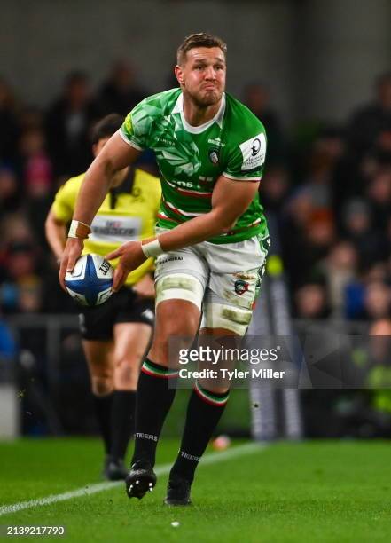 Dublin , Ireland - 6 April 2024; Hanro Liebenberg of Leicester Tigers during the Investec Champions Cup Round of 16 match between Leinster and...