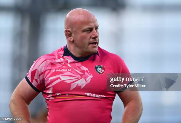 Dublin , Ireland - 6 April 2024; Dan Cole of Leicester Tigers during the Investec Champions Cup Round of 16 match between Leinster and Leicester...