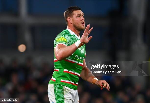 Dublin , Ireland - 6 April 2024; Hanro Liebenberg of Leicester Tigers during the Investec Champions Cup Round of 16 match between Leinster and...