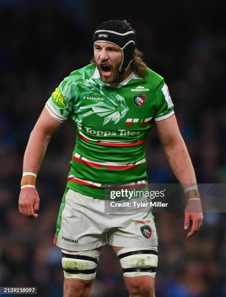 Dublin , Ireland - 6 April 2024; Kyle Hatherell of Leicester Tigers during the Investec Champions Cup Round of 16 match between Leinster and...