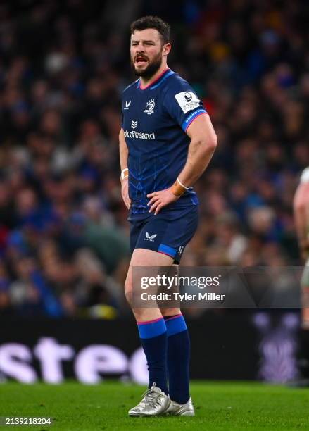 Dublin , Ireland - 6 April 2024; Robbie Henshaw of Leinster during the Investec Champions Cup Round of 16 match between Leinster and Leicester Tigers...