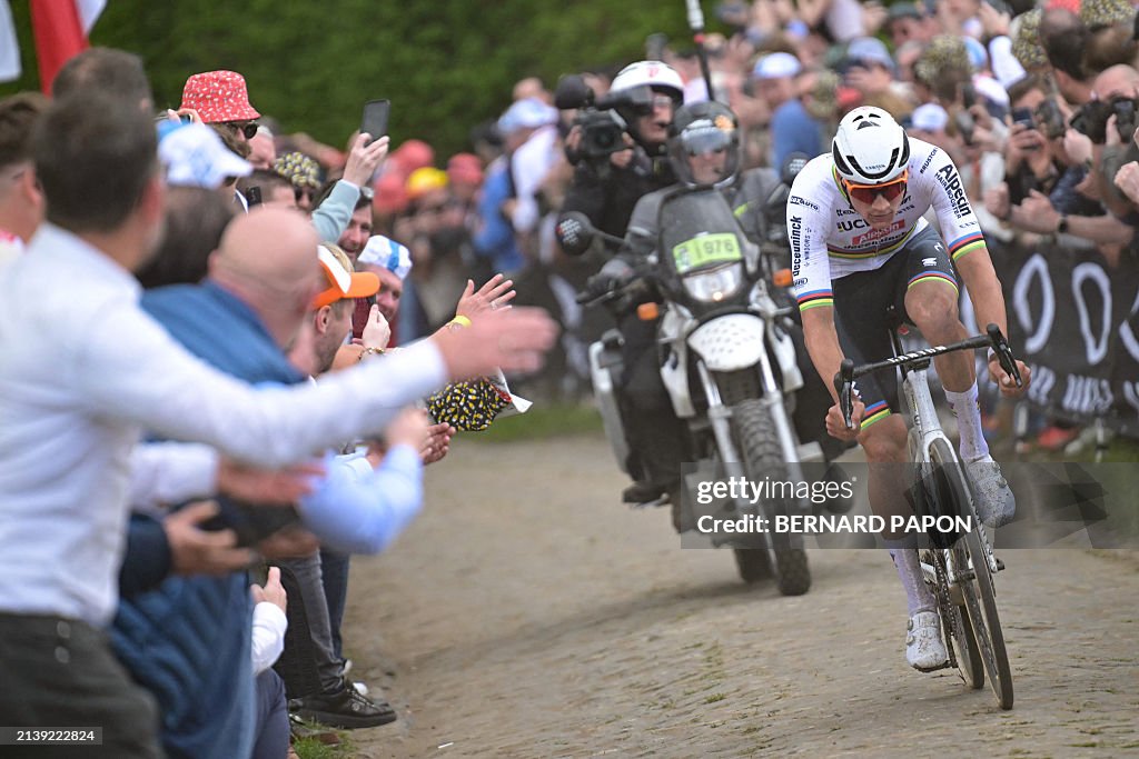 Dutch Rider Alpecin - Deceuninck team's Dutch rider Mathieu Van Der Poel cycles ...