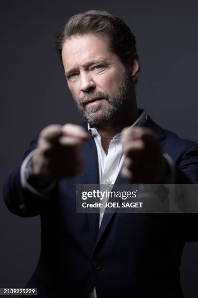 Canadian-US actor, director and producer Jason Priestley, poses for a photo session during the 7th edition of the Cannes International Series...