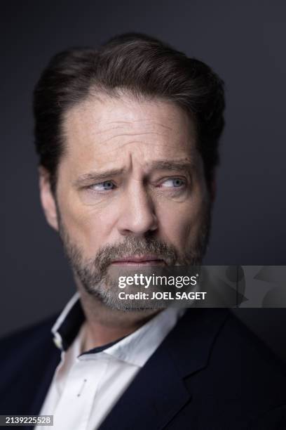 Canadian-US actor, director and producer Jason Priestley, poses for a photo session during the 7th edition of the Cannes International Series...