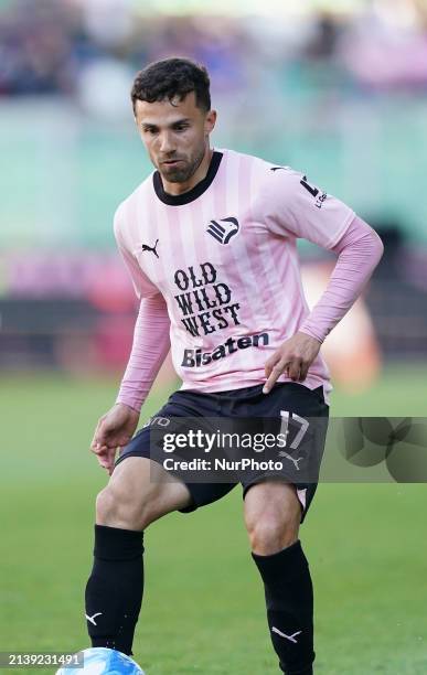 Federico Di Francesco of Palermo FC is playing in the Serie B BKT match between Palermo FC and UC Sampdoria in Palermo, Italy, on April 6, 2024.