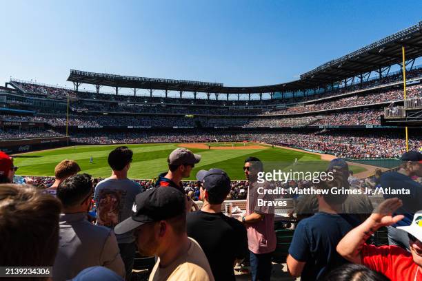 Overall view of Truist park in the sixth inning during the game between the Atlanta Braves and the Arizona Diamondbacks at Truist Park on April 7,...