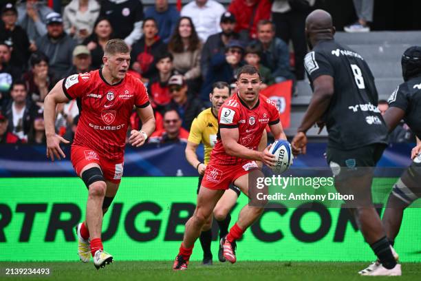 Antoine DUPONT of Stade Toulousain during the Investec Champions Cup match between Toulouse and Racing 92 at Stade Ernest-Wallon on April 7, 2024 in...