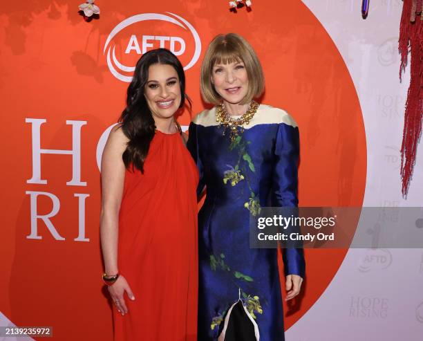 Lea Michele and Anna Wintour attend the 2024 Hope Rising Benefit at The Ziegfeld Ballroom on April 04, 2024 in New York City.