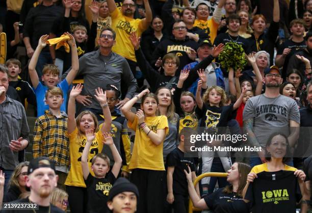 Fans watch the match-up between the South Carolina Gamecocks and the Iowa Hawkeyes during the 2024 NCAA Division 1 Women's Basketball Championship at...