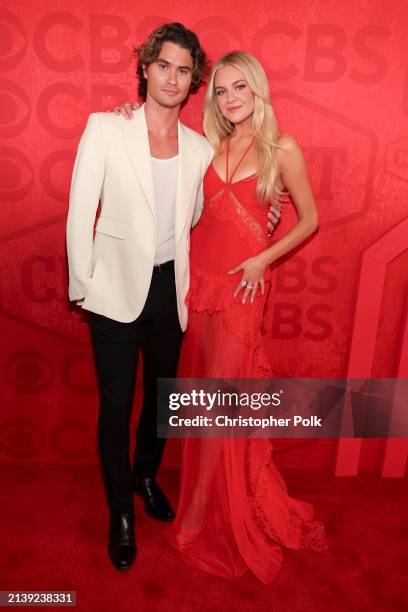 Chase Stokes and Kelsea Ballerini at the 2024 CMT Music Awards held at the Moody Center on April 7, 2024 in Austin, Texas.