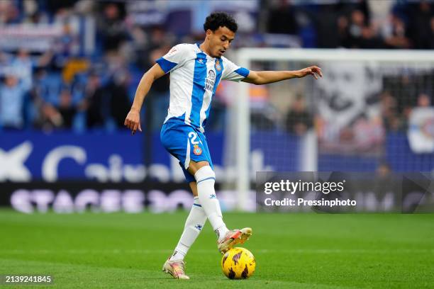 Omar El Hilali of RCD Espanyol during the La Liga Hypermotion, date 34 between RCD Espanyol and Albacete Balompie played at Stage Front Stadium on...