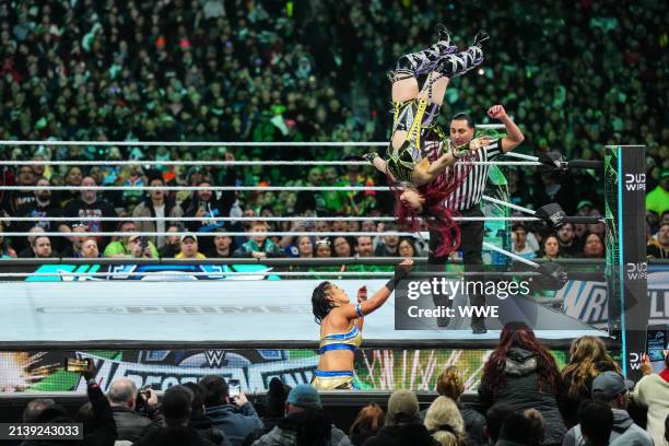 Sky in action against Bayley during Night Two of WrestleMania 40 at Lincoln Financial Field on April 7, 2024 in Philadelphia, Pennsylvania.