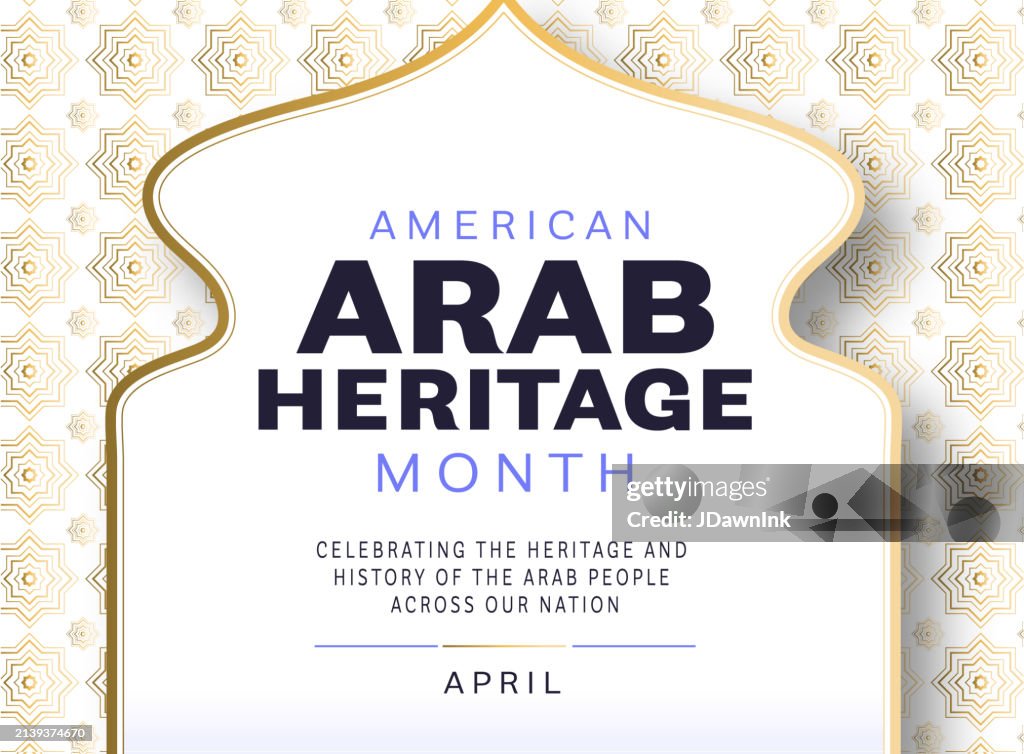 Webbanner-Designvorlage für den Monat des amerikanischen arabischen Kulturerbes im April mit arabischen Stilelementen